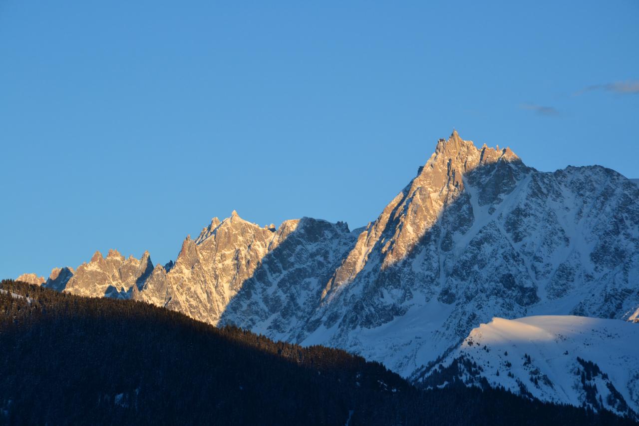 coucher du soleil sur la chaine du Mont Blanc